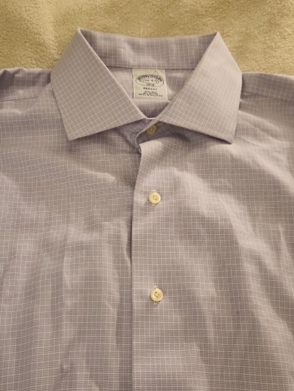 Brooks Brothers Regent Lavender Check Dress Shirt Men’s 17 34/35 - Picture 3 of 8
